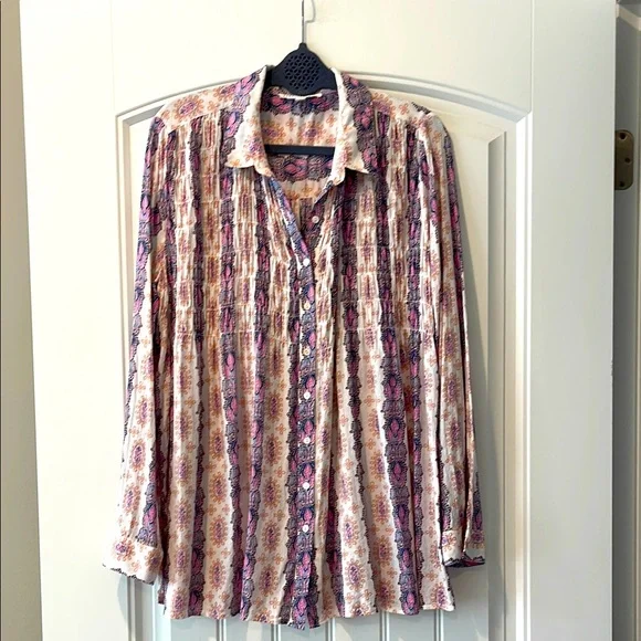 Jane + Delaney Button-Up Boho Blouse Top‎ XL - Picture 3 of 10